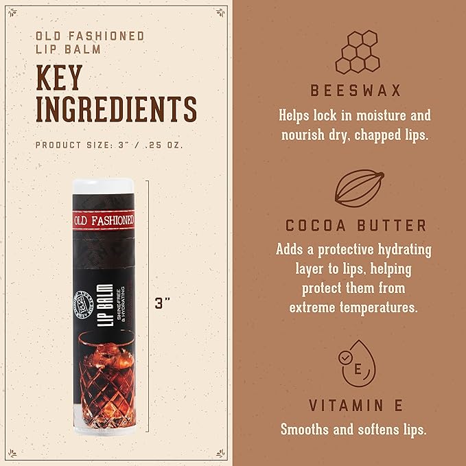 18.21 Man Made Lip Balm - Original Old Fashioned Flavor, Lip Protectant Hydrates & Moisturizes with Beeswax, Cocoa Butter & Vitamin E-FemmiqueWomen