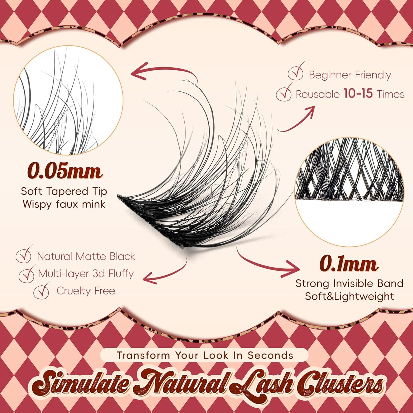 Lash Clusters 0.05mm PBT Fiber Eyelash Clusters, 0.1mm Superfine Invisiband D Curl Diy Lash Extension, 80pcs 8-16mm Individual Lashes Clusters Like Eyelash Extensions (Twilight-D-8-16Mix)-FemmiqueWomen