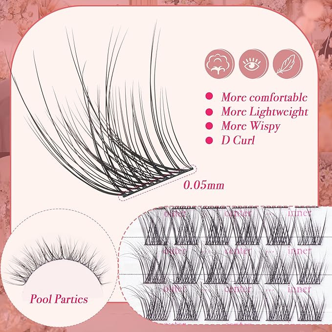Lash Clusters - Dark Brown Lashes 360PCS Natural Wispy Fluffy Eyelash Clusters 8-16 MM Eyelash Extensions D Curl Faux Mink Lash Extensions DIY at Home-FemmiqueWomen