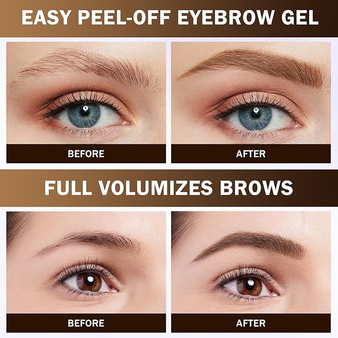 2025 New Tattoo Eyebrow Gel Easy Peel Off for Women, Upgrade Eyebrow Tattoo Peel Off, Transfer-proof Eyebrow Gels Waterproof for All Skin Types (Light Brown)-FemmiqueWomen