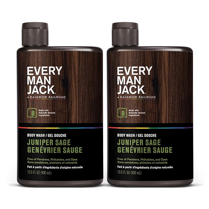 Every Man Jack Hydrating Body Wash for all skin types - Juniper Sage fragrance - Naturally Derived Ingredients - Cleanse, Nourish, and Hydrate Skin -Paraben Free, Phthalate Free, Dye Free-13.5oz - 2pk-FemmiqueWomen