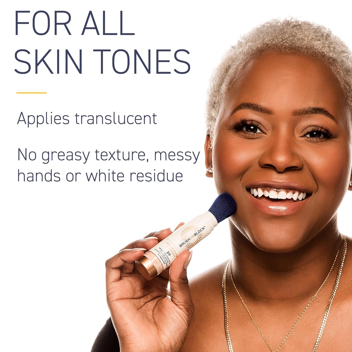 Brush On Block SPF 50 Mineral Powder Sunscreen, Translucent, Broad Spectrum, Water Resistant Face Protection, For All Skin Tones & Types, Reef Friendly, Mfg in USA-FemmiqueWomen