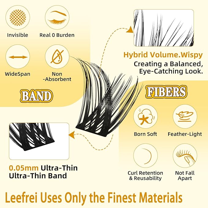 Eyelash Cluster 10-18mm Wispy Eyelash Clusters D Curl DIY Lash Extension Natural Lash Clusters Individual Lashes (LF01 Lashes Only)-FemmiqueWomen