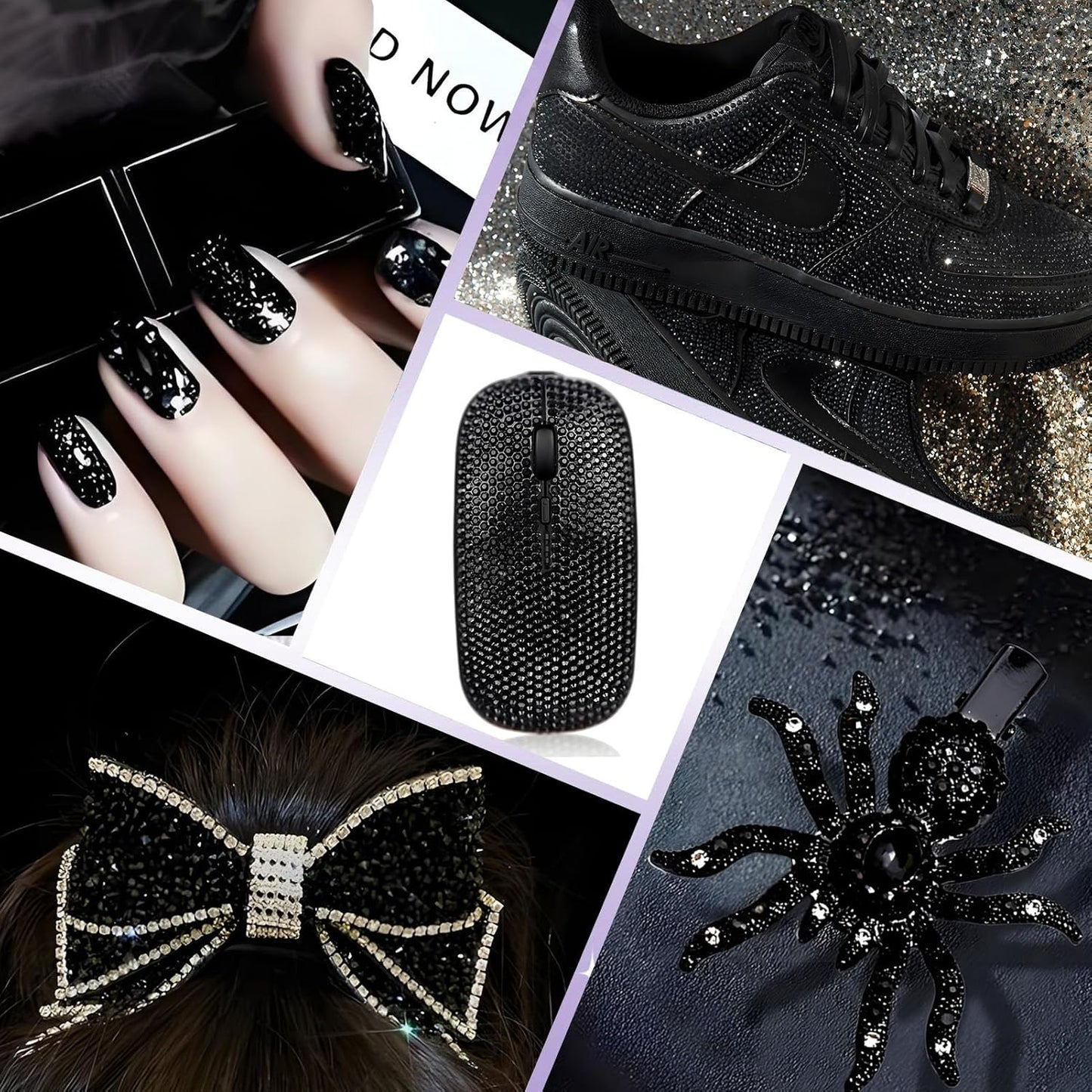 2000PCS SS20 Flatback Rhinestones | 12-Facet Diamond-Cut Glass Gems for Nail Art, Clothing, DIY Crafts |Glue-On Decoration Stones with Silver Backing(Jet Black)-FemmiqueWomen