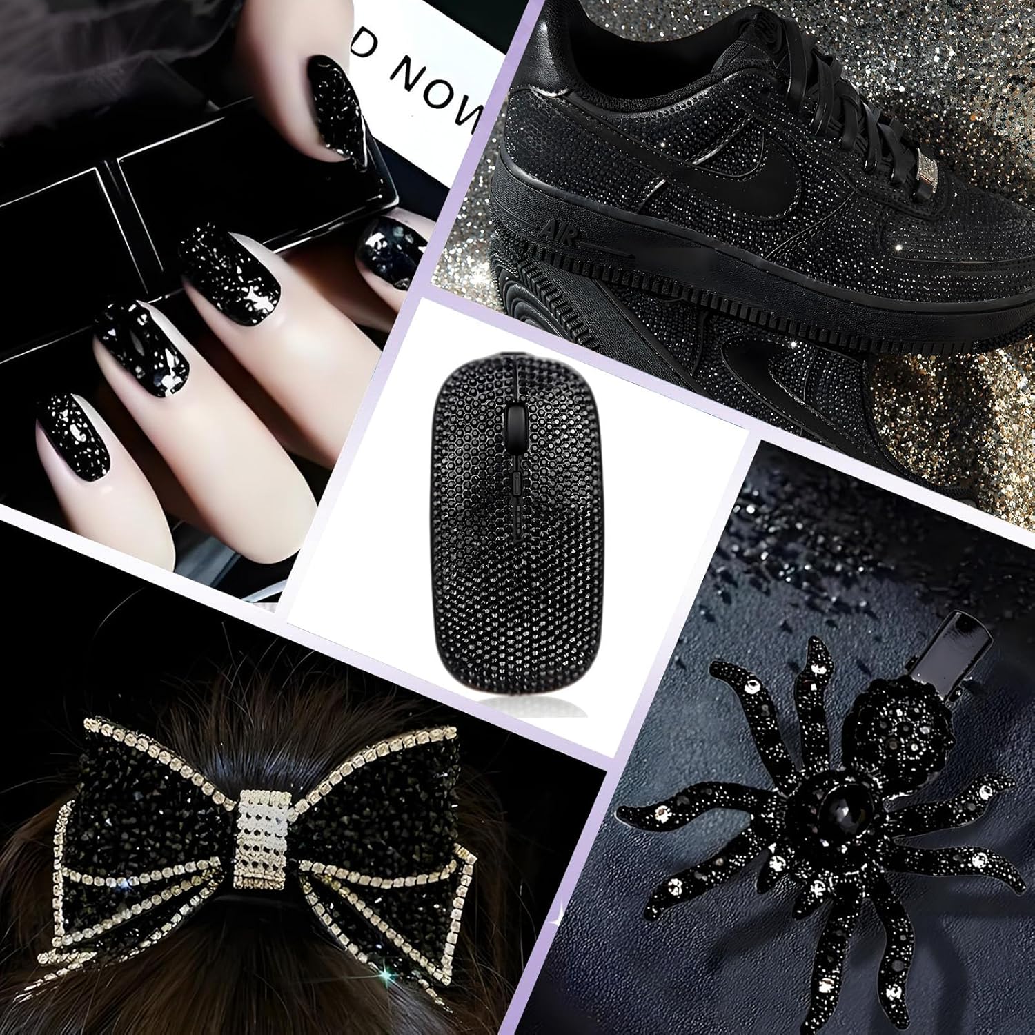 2000PCS SS20 Flatback Rhinestones | 12-Facet Diamond-Cut Glass Gems for Nail Art, Clothing, DIY Crafts |Glue-On Decoration Stones with Silver Backing(Jet Black)-FemmiqueWomen