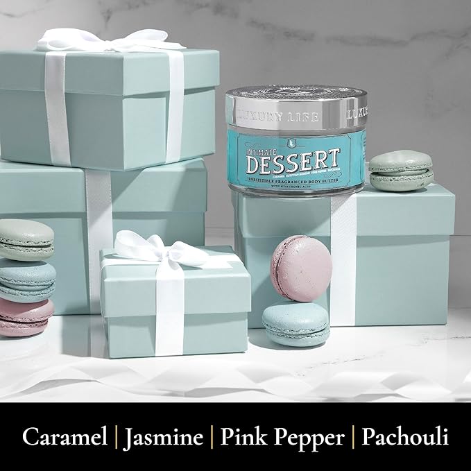 LUXURY LIFE BUTTER - Irresistibly Scented Body Butter with Hyaluronic Acid for Ultimate Moisture. Hydrates for a Non-Greasy Glamorous Glow (Dessert, Presidential and Peach Smoke)-FemmiqueWomen