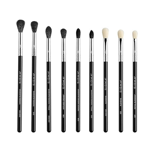 Sigma Beauty Deluxe Blending Brush Set – Professional Grade Eyeshadow Brush Set with 9 Full Size Blending Brushes Featuring Extra Soft Fibers for Precise, Controlled, & All-Over Eyeshadow Blending-FemmiqueWomen