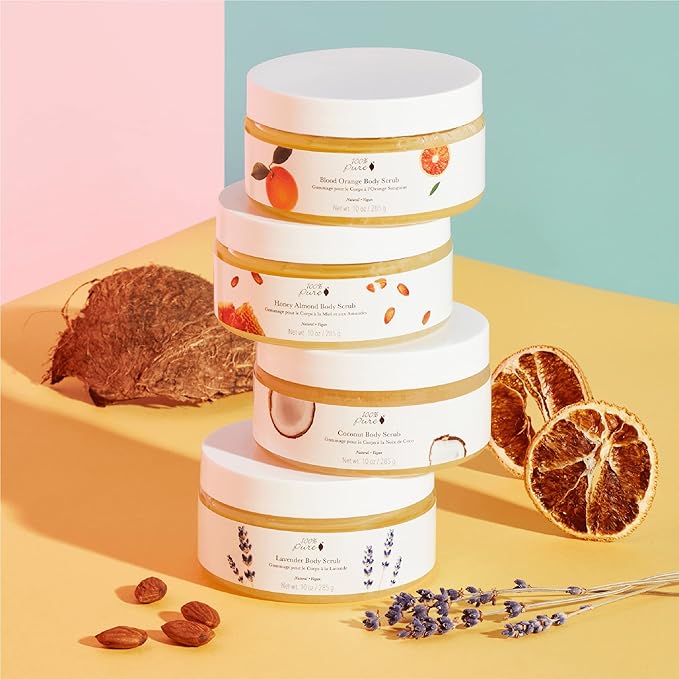 100% PURE Honey Almond Body Scrub Exfoliating Deep Clean with Sea Salts & Nourishing Oils - Natural Deeply Moisturizing Skincare - Vibrant Radiant Skin Restore & Pore Cleanse - Vegan - 10oz-FemmiqueWomen