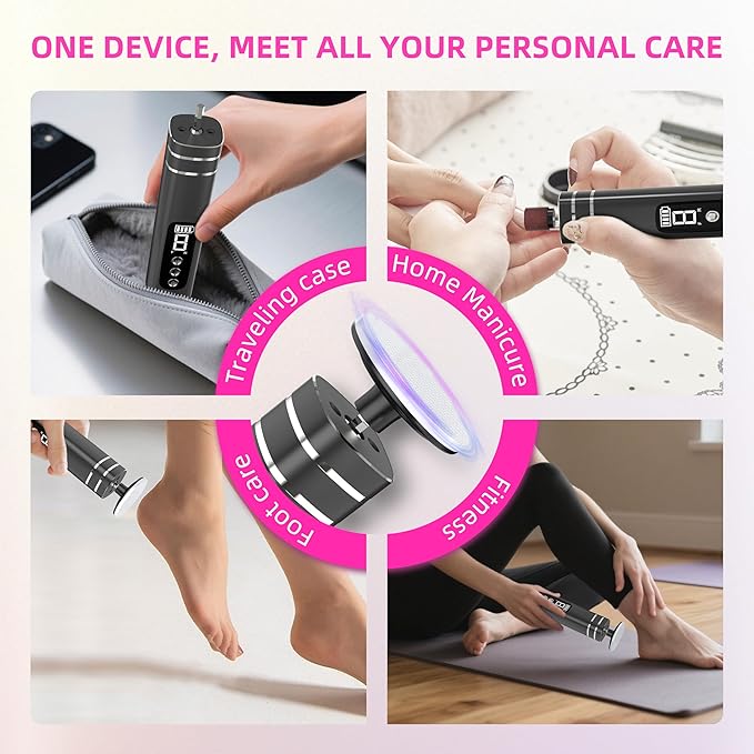 2 in 1 Electric Foot Callus Remover,9 Adjustable Speeds Rechargeable Electric Dead Skin Sander Pedicure Tools with Sandpaper Disk and Nail Drill Bits,Grinding Heads for Women&Men-FemmiqueWomen