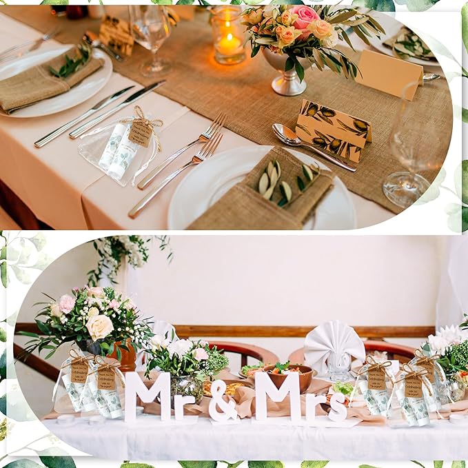 200 Pcs Baby Shower Wedding Party Favors Gift Set, 50 Pcs Baby Shower Hand Cream and 50 Lip Balm for Wedding Bridesmaid Guests Gift Supplies with 50 Organza Bag 50 Thank You Tag(Eucalyptus)-FemmiqueWomen