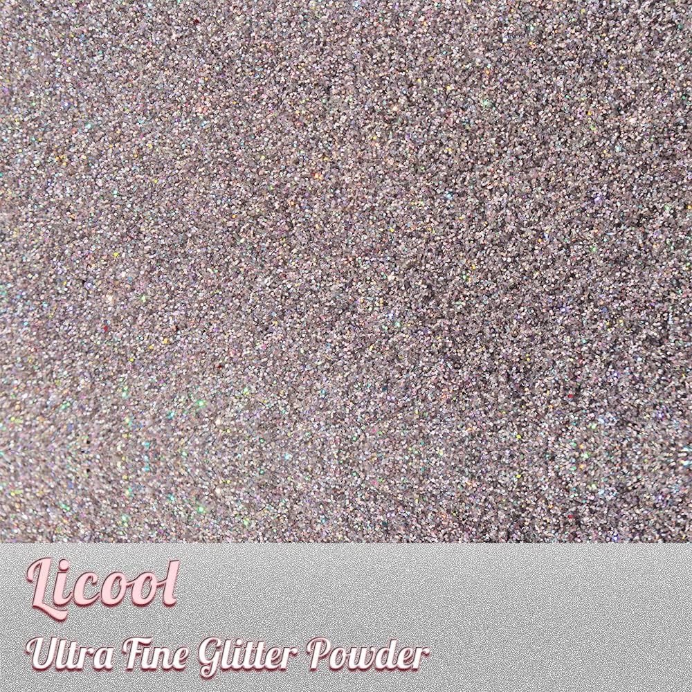 100g Holographic Ultra Fine Glitter, Sparkle Makeup Glitter, Extra Fine Craft Glitter Resin Sequins for Epoxy Glass Resin Art Tumblers Body Hair Face Nail (Laser Silver)-FemmiqueWomen