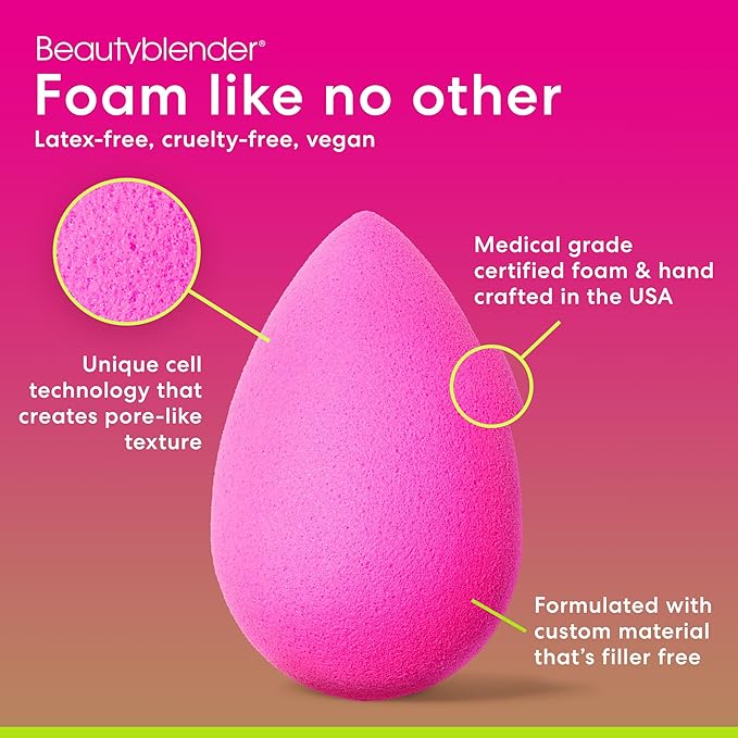 Beautyblender® | Original Pink + Nude Beauty Blender 2-Piece Bundle for Blending Foundations, Powders, and Creams, Super-Soft Foam for Streak-Free Application, Made in the USA, Reusable, Washable-FemmiqueWomen