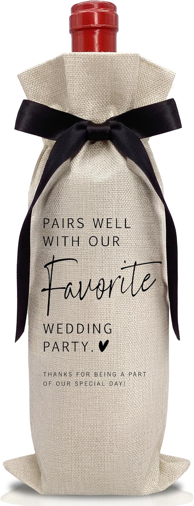 RYIGYWE 1 PCS Black Bow Ribbon Ideas Engagement Gift Wine Bag - Bride to Be Gifts for Bridesmaids Bride Groom Couples Her Him, Wedding Gift for Getting Married Engagement Bridal Shower - A56