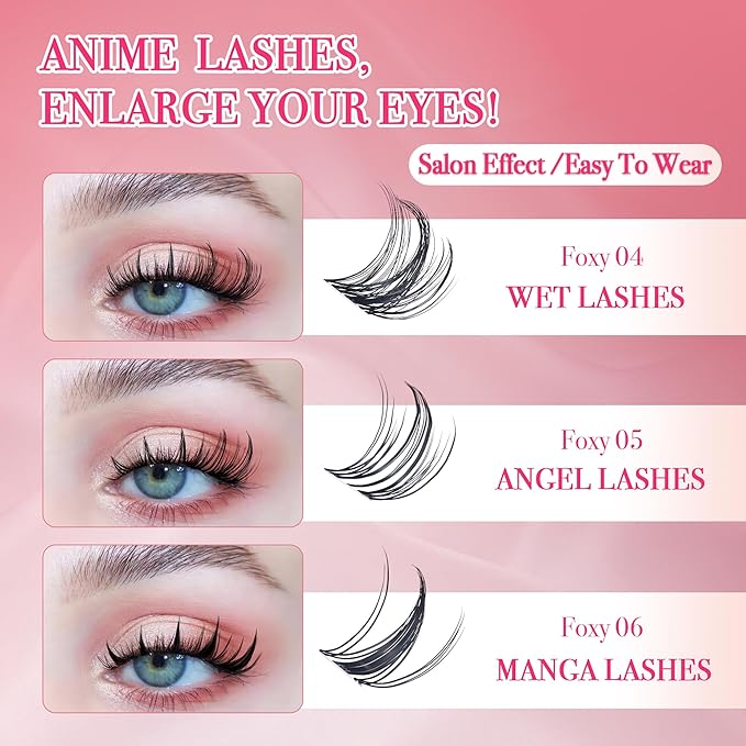 Lash Clusters - Lash Clusters Kit Mix Manga Lases 360pcs Eyelash Clusters Spiky Lases Clusters DIY at Home No Glue Included-FemmiqueWomen