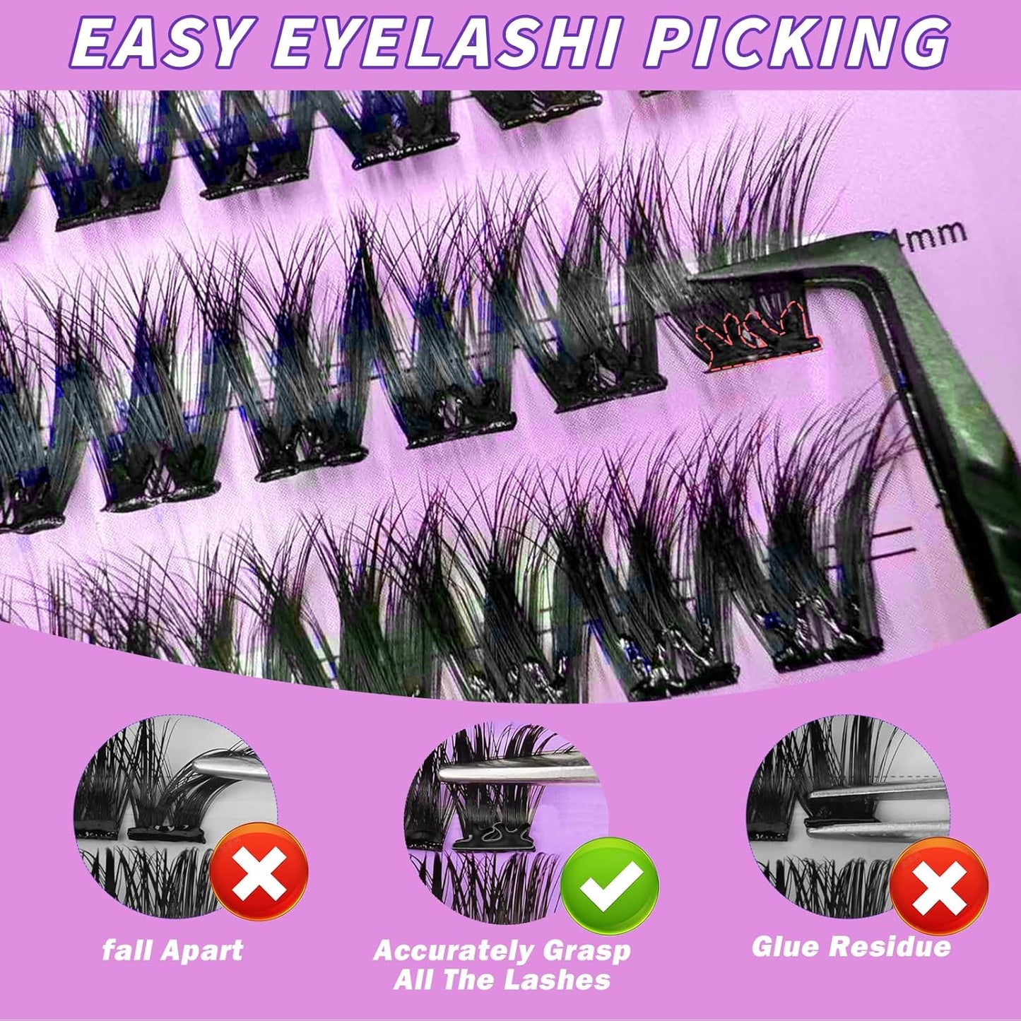Self Adhesive Eyelashes Kit 80Pcs D Curl Press on Lashes Reusable Self Adhesive Lashes No Glue No Remover Needed DIY Lash Extension Kit with Tweezers for Beginners(10-16mm)-FemmiqueWomen