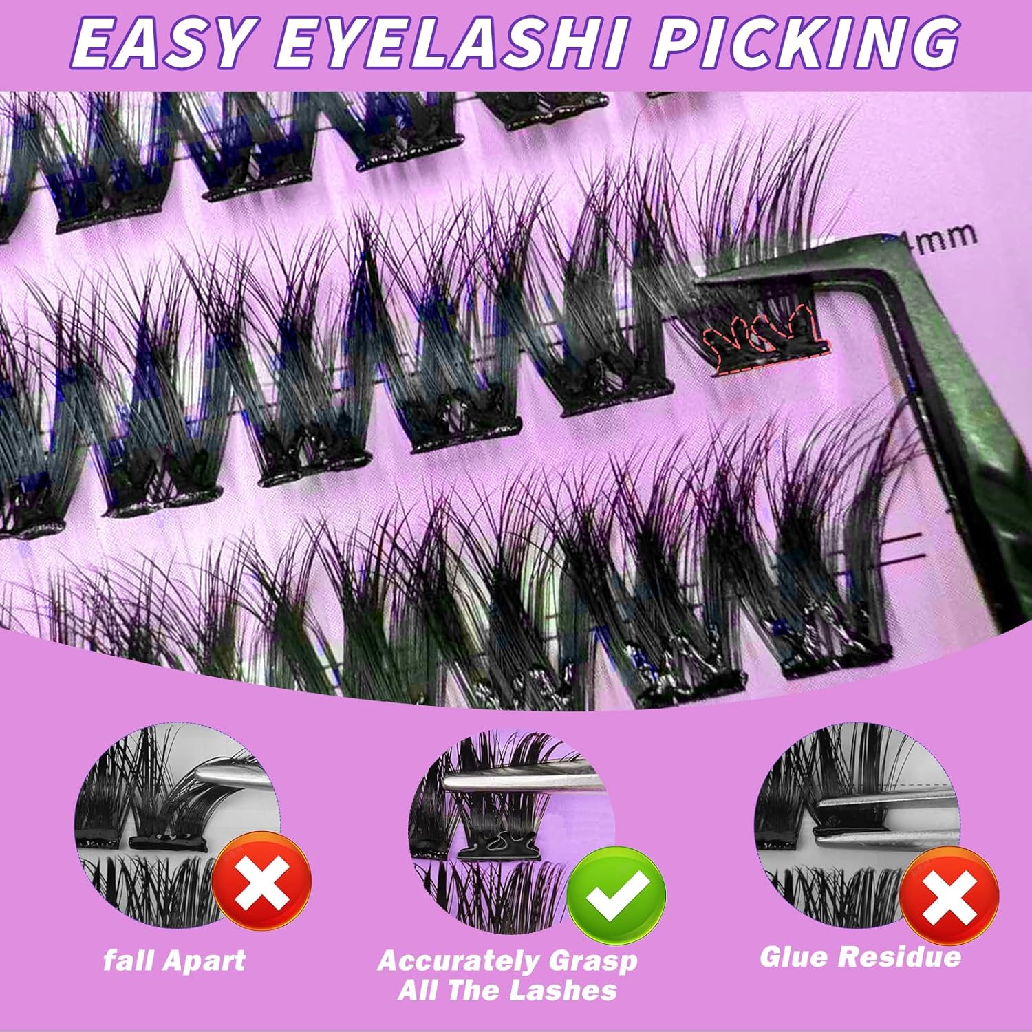 Self Adhesive Eyelashes Kit 80Pcs D Curl Press on Lashes Reusable Self Adhesive Lashes No Glue No Remover Needed DIY Lash Extension Kit with Tweezers for Beginners(10-16mm)-FemmiqueWomen