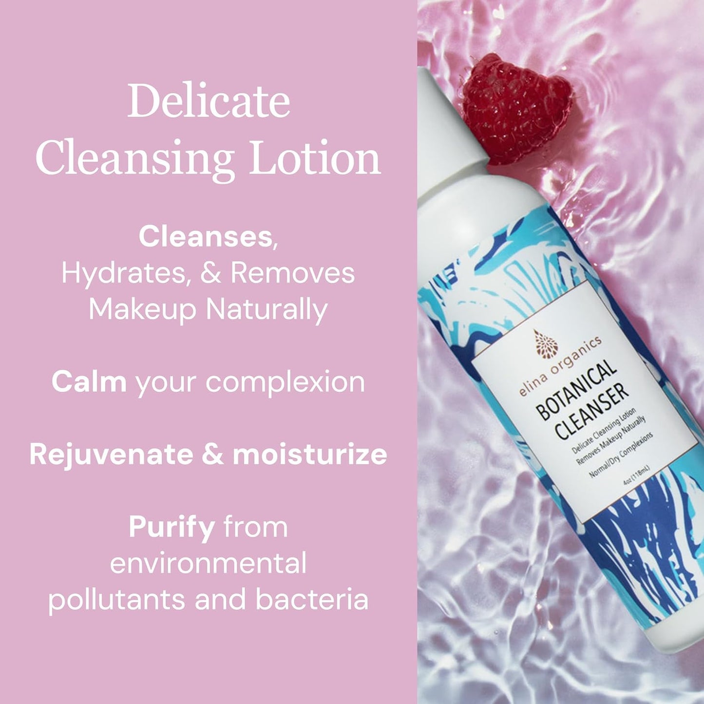 Botanical Cleanser, 8oz – Gentle, Hydrating Face Wash with Spirulina & Willow Bark – Organic and Vegan – Removes Makeup & Impurities – For Normal & Dry Skin-FemmiqueWomen