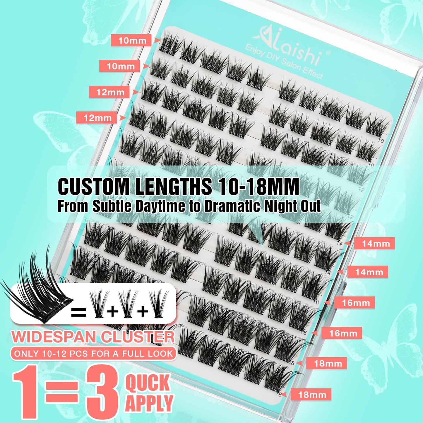 No Glue Needed Lashes, Self Adhesive Eyelashes, DIY Lash Cluster Eyelash Extensions Kit 10‑18mm,100pcs Fluffy D Curl Soft Natural Lashes with Tweezers–Fake Cat Eye Wispy Individual Clusters(NGDY31)-FemmiqueWomen