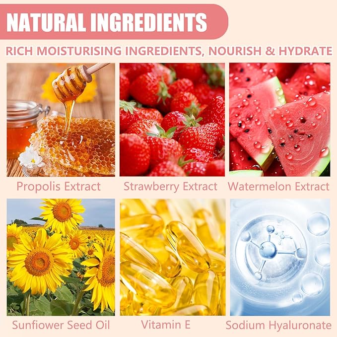 3PCS Bee Lip Balm Honey Pot,Honey Strawberry Watermelon Lip Mask Overnight Moisturizing Lip Balm,Hydrating Prevention Dry & Cracked Nourishing Sleeping Lip Mask (Honey+Strawberry+Watermelon)-FemmiqueWomen