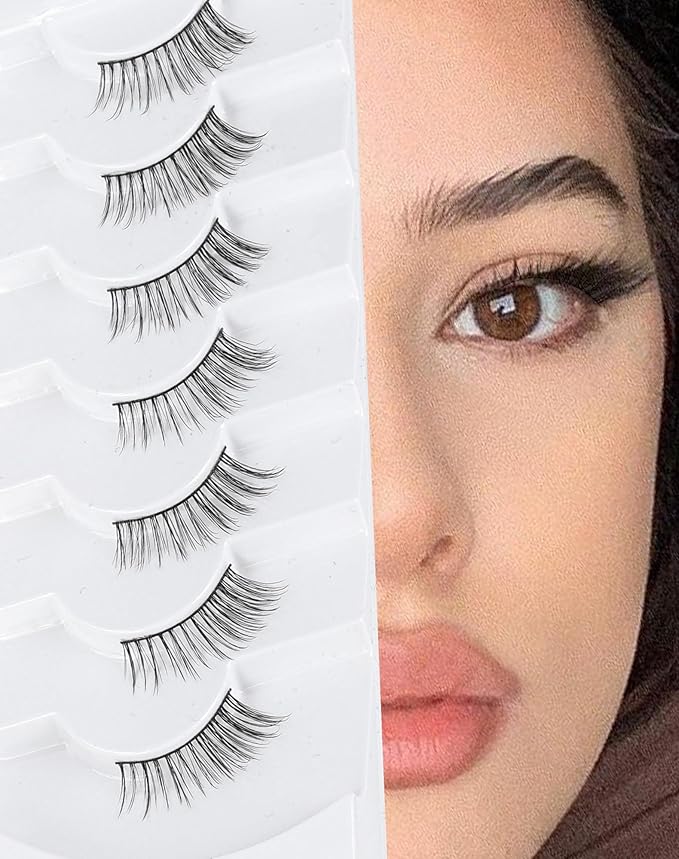 3/4 Lashes Half Natural Wispy Eyelashes Flared Corner Eyelashes False CatEye Lash Half Small Eyelash 7 Pairs D47-FemmiqueWomen
