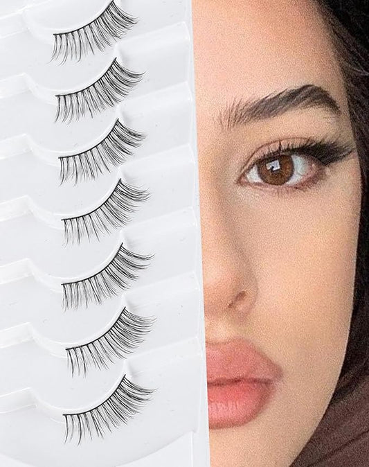 3/4 Lashes Half Natural Wispy Eyelashes Flared Corner Eyelashes False CatEye Lash Half Small Eyelash 7 Pairs D47-FemmiqueWomen