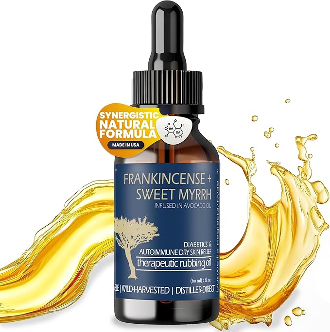 BALM OF GILEAD Neuropathy Frankincense & Sweet Myrrh Therapeutic Rubbing Oil - Instant Diabetic's & Autoimmune Dry Skin Relief & Repair, 2 fl oz-FemmiqueWomen