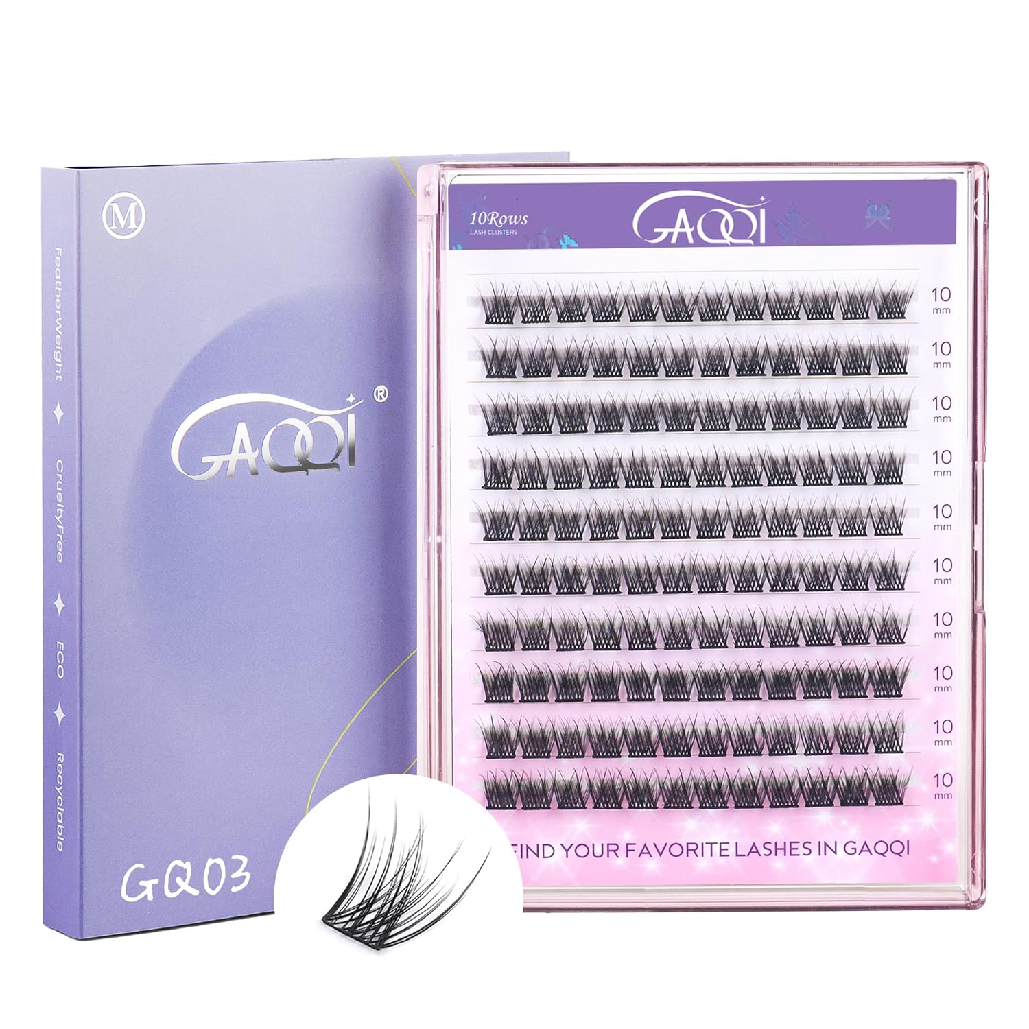GAQQI Lash Clusters, Eyelash Clusters 120PCS C Curl Individual Lashes, Wispy Cluster Eyelash Extension 10mm Only, Natural Looking Cluster Lashes （GQ03, C Curl, 10mm)-FemmiqueWomen