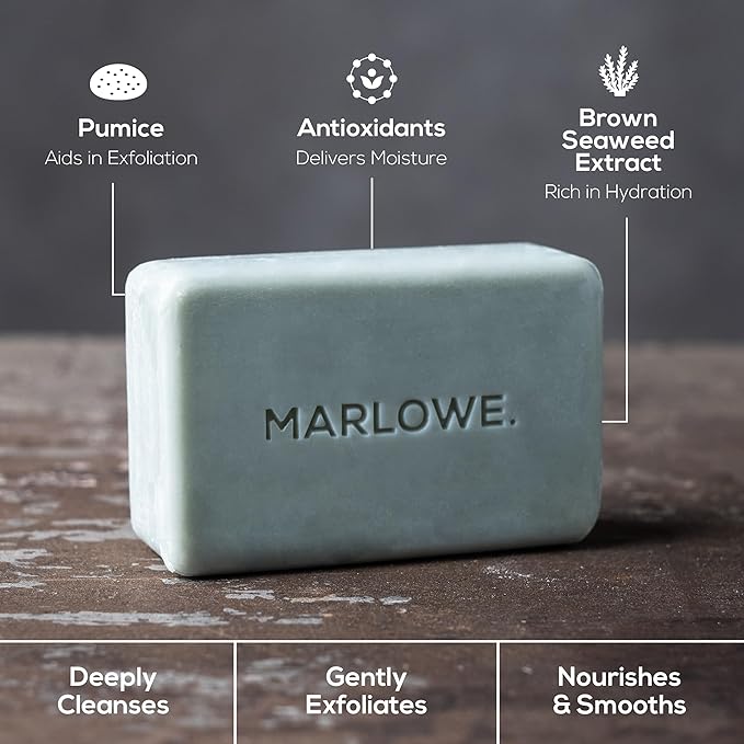 MARLOWE. No. 108 Lightly Exfoliating Soap Bar, 7oz, Polishing, Moisturizing & Cleansing Bar Soap for Men, Made with Natural Ingredients-FemmiqueWomen