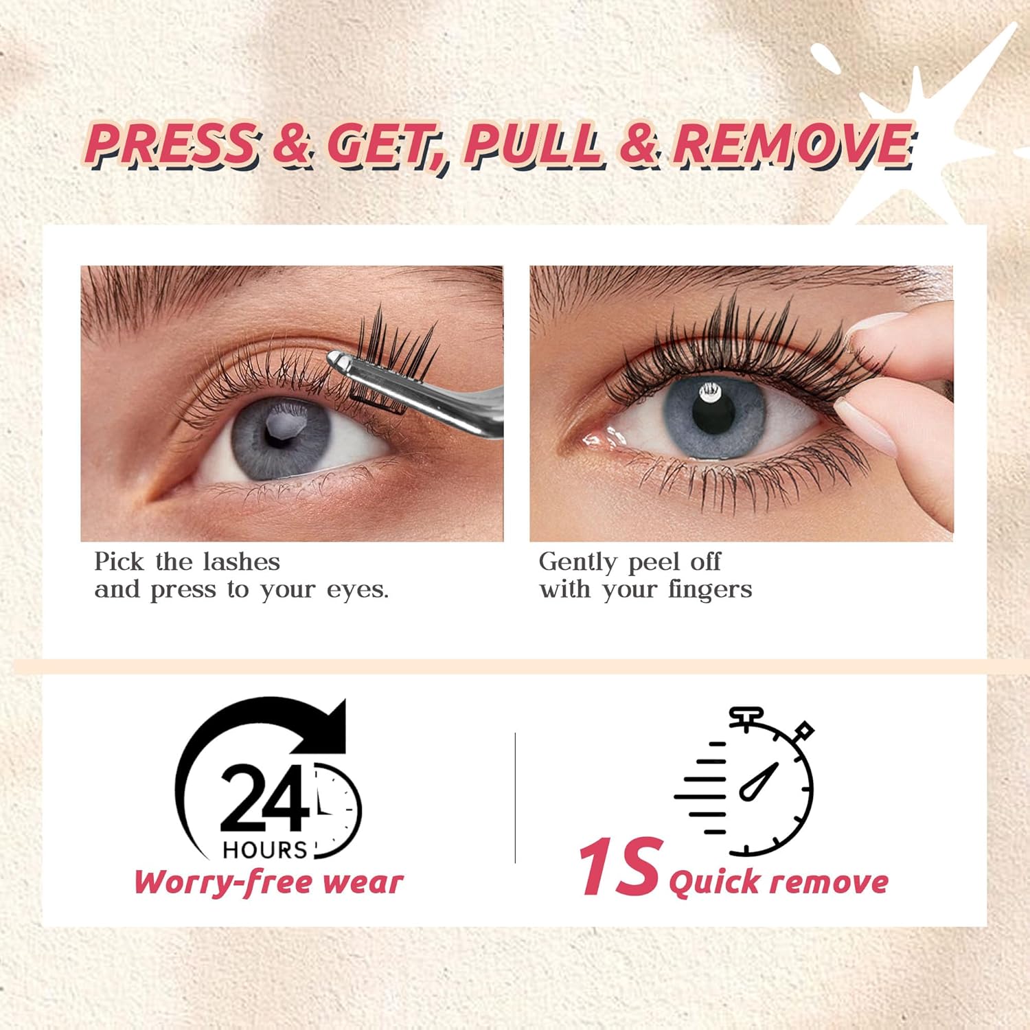 GAQQI Self Adhesive Lash Clusters, Pre Glued Eyelashes 10-14mm Wispy Cluster Lashes, Press On No Glue False Eyelashes, Strong Adhesive & Reusable Glueless（PG4）-FemmiqueWomen