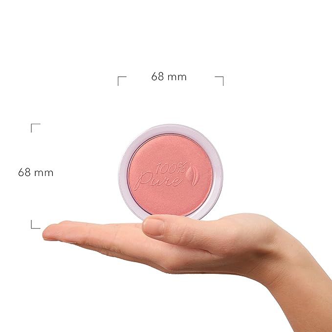 100% PURE Powder Blush (Fruit Pigmented), Mimosa, Soft Shimmery Finish, Nourishes Skin w/Rosehip Oil, Cocoa Butter, Natural Makeup (Light Coral) - 1.81 oz-FemmiqueWomen