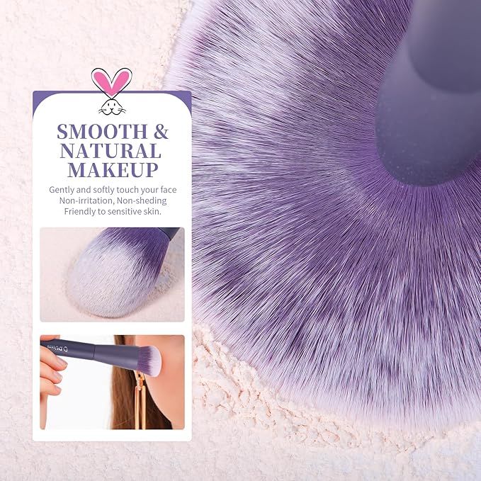 DUcare Makeup Brushes Set Professional 20pcs Vegan Make Up Brushes, Foundation Eyeshadow Concealer Contour Powder Blush Blending Eyeliner Brush with Silicone Face Mask Brush Purple-FemmiqueWomen