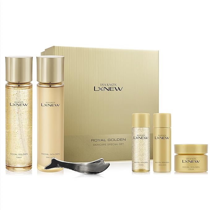 ISA KNOX LXNEW Royal Golden Skincare Gift Set (11.4fl oz) - Luxury Gift Set for Rejuvenation and Youthful Radiance. Korean Skincare by LG Beauty. Royal Peptides & Jelly, Niacinamide,-FemmiqueWomen