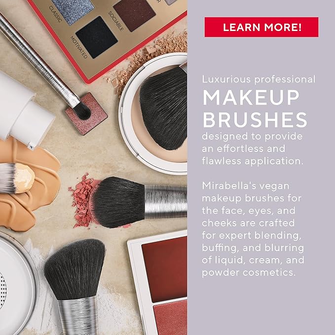 Mirabella Small Crease Eyeshadow Brush, Premium Professional Makeup Brush Collection, Cruelty-Free Synthetic Bristle Brush, Hand-Sculpted Brushed Aluminum Handle, Luxury Blending Brush for Makeup-FemmiqueWomen