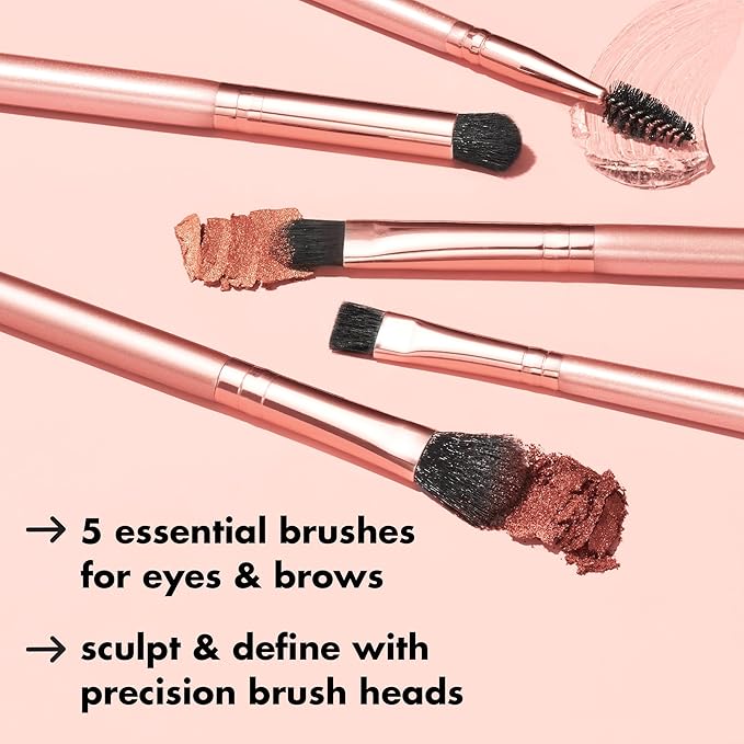 e.l.f. Ultimate Eyes 5 Piece Brush Collection, Makeup Brushes For Eyeliner, Eyeshadow, Brows & more, Vegan & Cruelty-Free-FemmiqueWomen