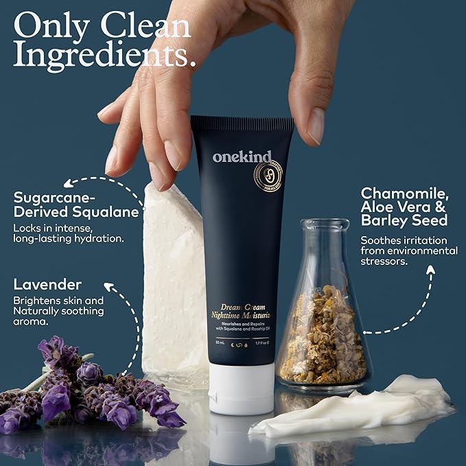 Onekind Dream Cream Night Moisturizer – Hydrating Anti-Aging Face Cream with Squalane, Rosehip & Shea Butter – Fragrance-Free, Vegan, for Dry & Sensitive Skin – 1.7 oz-FemmiqueWomen