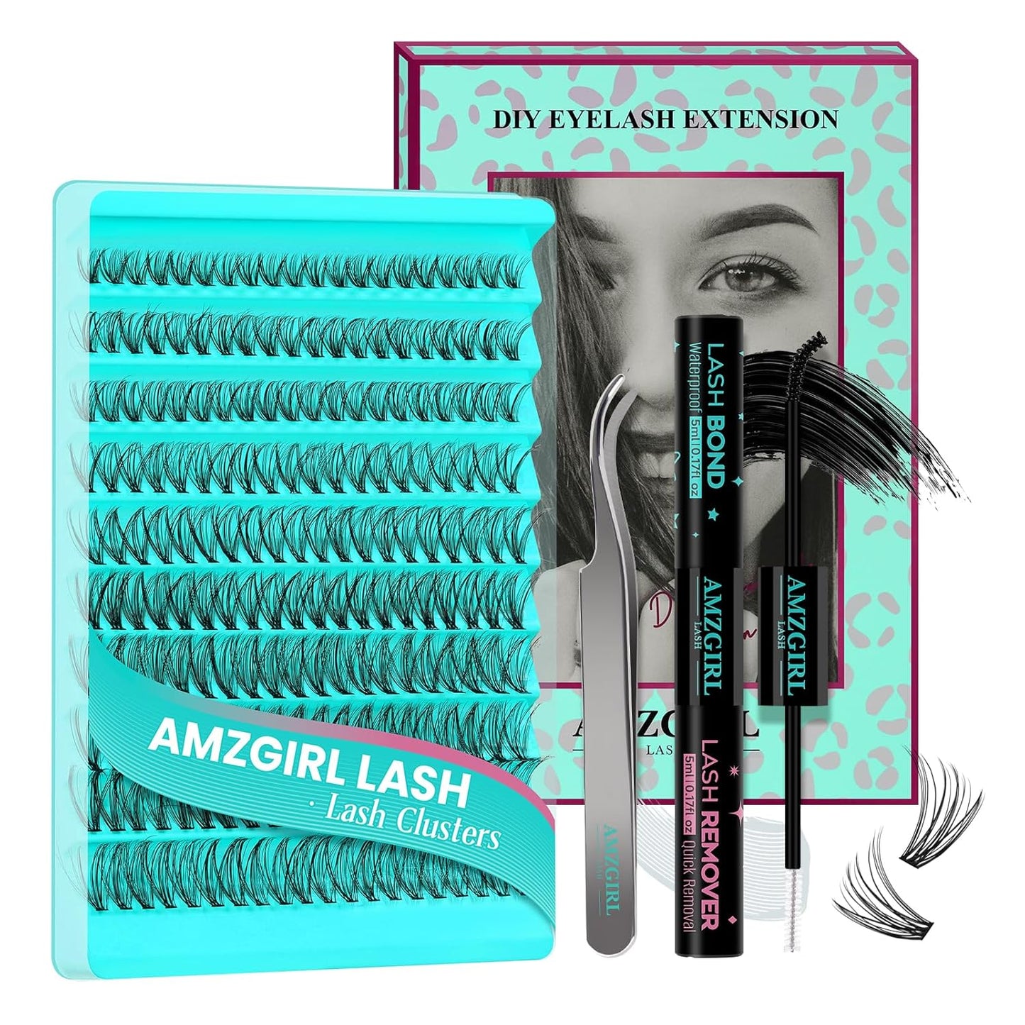 Lash Clusters Kit 200PCS 30D Eyelash Extension Kit D Curl Wispy Eyelash Clusters DIY Natural Individual Lashes Kits Lashes Extensions Kit with Lash Bond and Remover Eyelash Tweezer at Home-FemmiqueWomen