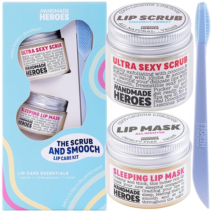 100% Natural Lip Scrub, Vegan Conditioning Coconut Lip Exfoliator - Gentle Exfoliant, Sugar Lip Polish and Lip Exfoliator Scrubber for Chapped and Dry Lips (Original 3pc Set)-FemmiqueWomen