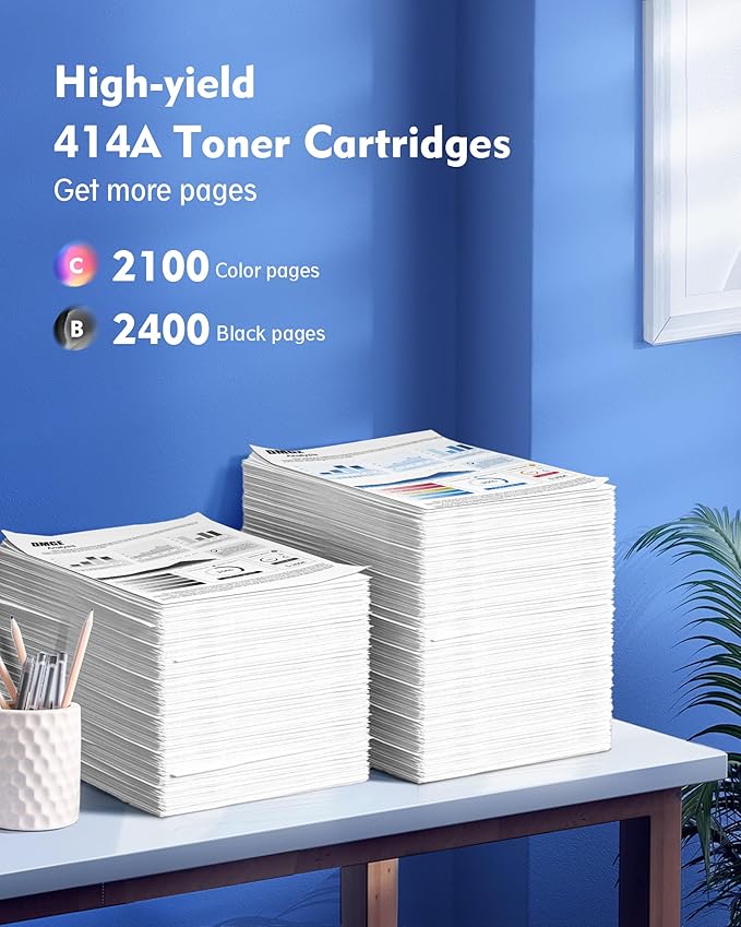 414A 414X Toner Cartridges M479fdw: Compatible Replacement for HP 414A Toner Cartridges 4 Pack, Works with HP Color Laserjet Pro MFP M479fdw Toner, Pro M454dw M454dn M480f M455dn Series Printer︱W2020A