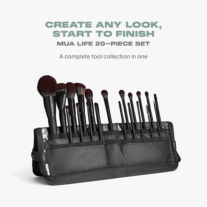 Morphe MUA Life Makeup Brushes - 20 Piece Makeup Brush Set of Eye and Face Brushes - Made with Synthetic Bristles and Includes Carrying Case (20 Count)-FemmiqueWomen
