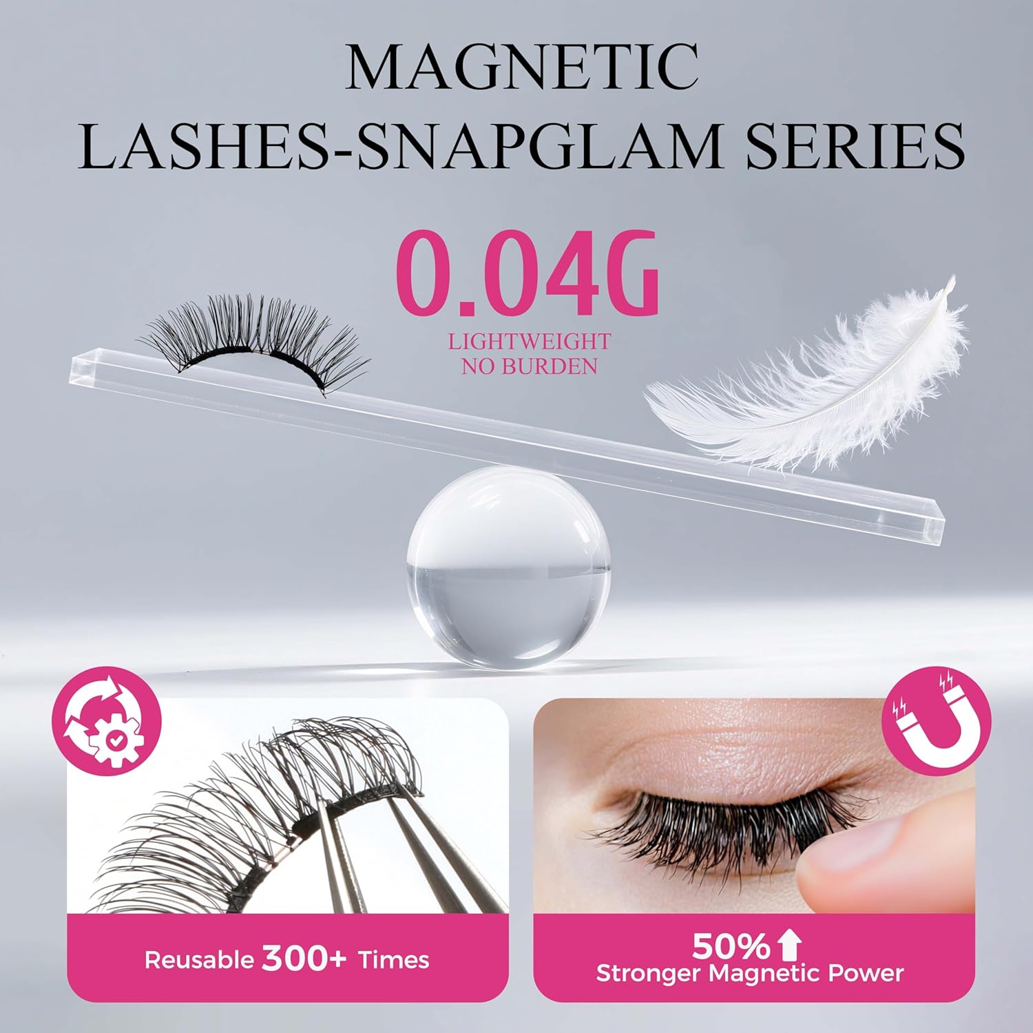 VEYESBEAUTY Magnetic Eyelashes with Applicator Reusable Magnetic Lashes Natural Look No Glue Needed False Eyelashes, Moonlit Lashes Kit Easy to Wear and Remove-FemmiqueWomen