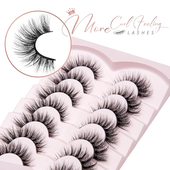 Onlyall Lashes Mink False Eyelashes Natural Wispy Lashes Soft Faux Mink Lashes Fluffy False Lashes 16MM A04-FemmiqueWomen