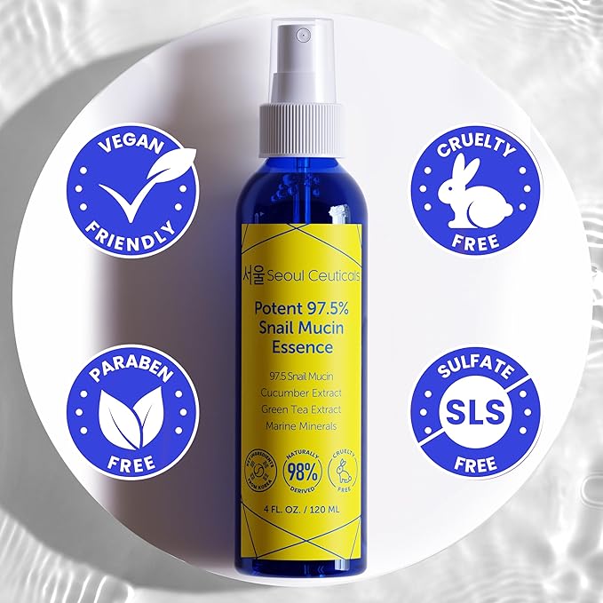 SeoulCeuticals Korean Face Mist 97.5% Snail Mucin Essence - K Beauty Skincare Facial Spray - Cucumber Extract + Marine Minerals + Green Tea + Aloe 4oz-FemmiqueWomen