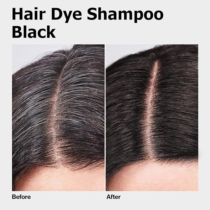 Hair Dye Shampoo, Gray Hair Coverage Dye Shampoo, Hair Color Shampoo for All Hair Types, Champu Para Canas, Suitable for Home and Salon (Black)-FemmiqueWomen