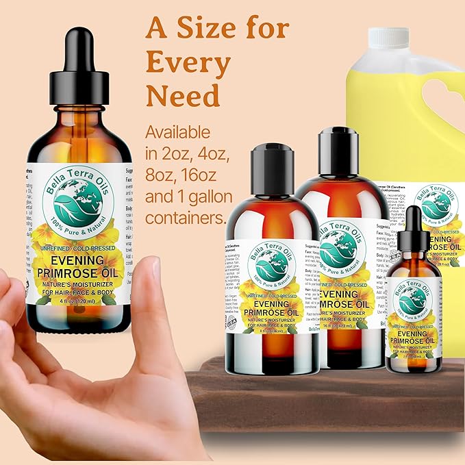 Bella Terra Oils - Organic Evening Primrose Oil 16 oz - Embrace the Enchanting Primrose Nutritional Profile, High in GLA & Fatty Acids, Elevate Your Beauty Routine-FemmiqueWomen