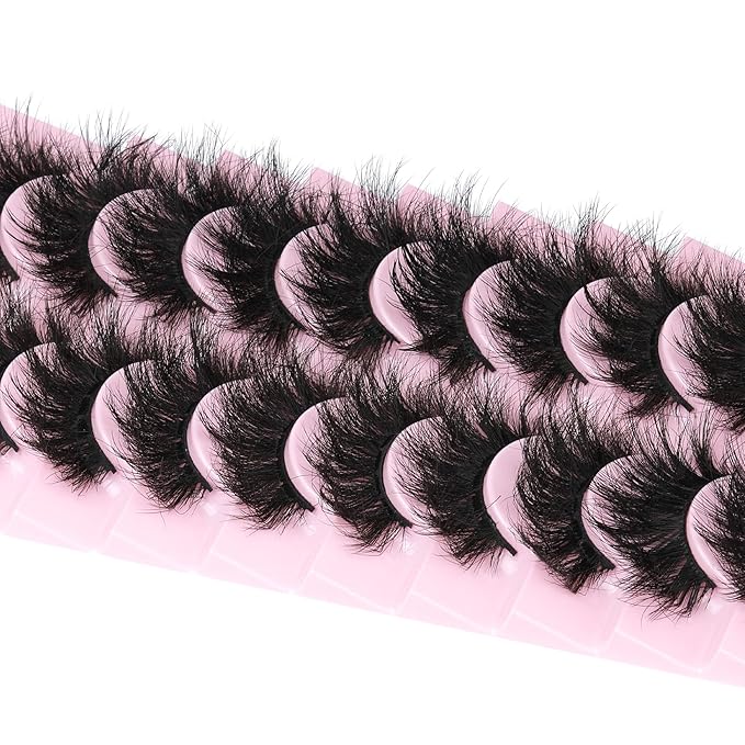 Mink Lashes 8D Volume Dramatic False Eyelashes Soft 20 mm 10 Pairs Pack Wispy FANXITON Faux Mink Eye Lashes-FemmiqueWomen