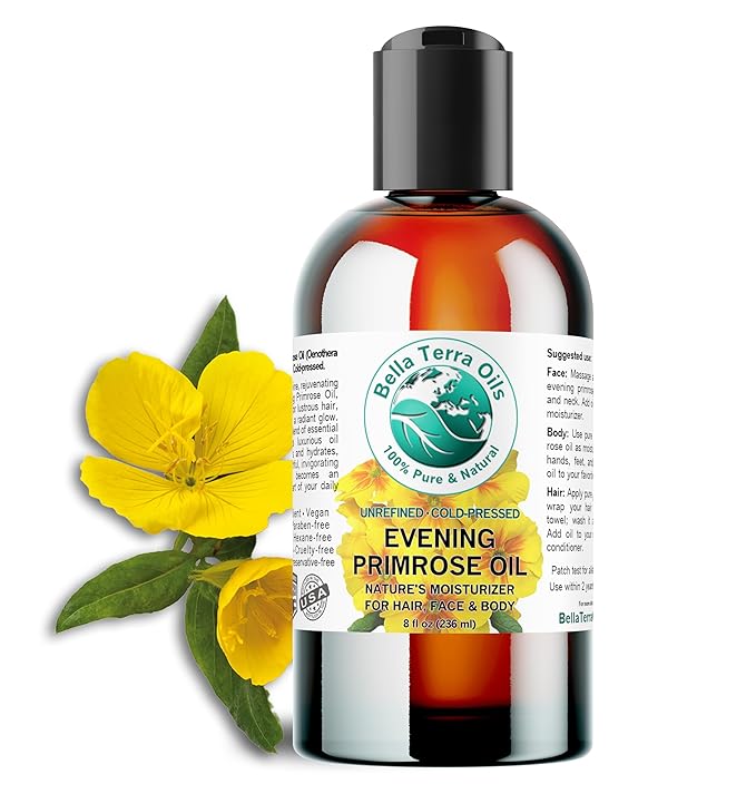 Bella Terra Oils - Organic Evening Primrose Oil 8 oz - Harvested for Excellence, Packed with Nutrients & Omega-6, Perfect Elixir for Enhancing Natural Beauty-FemmiqueWomen