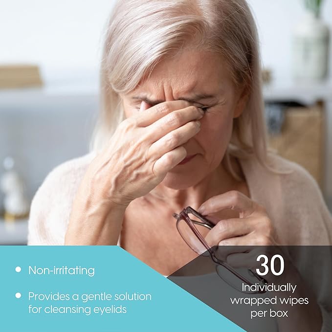 Clear C Eyelid Wipes Pre-Moistened for Dry Eyes – Rinse Free Eye Lid Cleaning Wipes – Individually Wrapped Travel Eye Wipes, 1 Box of 30-FemmiqueWomen