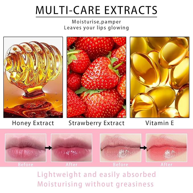 2PCS Lip Mask Overnight, Honey&Strawberry Moisturizing Repair Sleeping Lip Balm, Fade Lip Lines Bee Lip Balm, Hydrating &Prevention Dry and Crack Lip Scrubs Exfoliator (Honey & Honey)-FemmiqueWomen