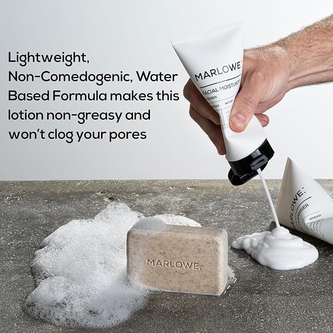 MARLOWE. Skin Care Set, No. 122 Facial Scrub 6 oz & No. 123 Facial Moisturizer 6 oz with Natural Extracts & Antioxidants, Cleanses, Exfoliates, Hydrates & Soothes-FemmiqueWomen