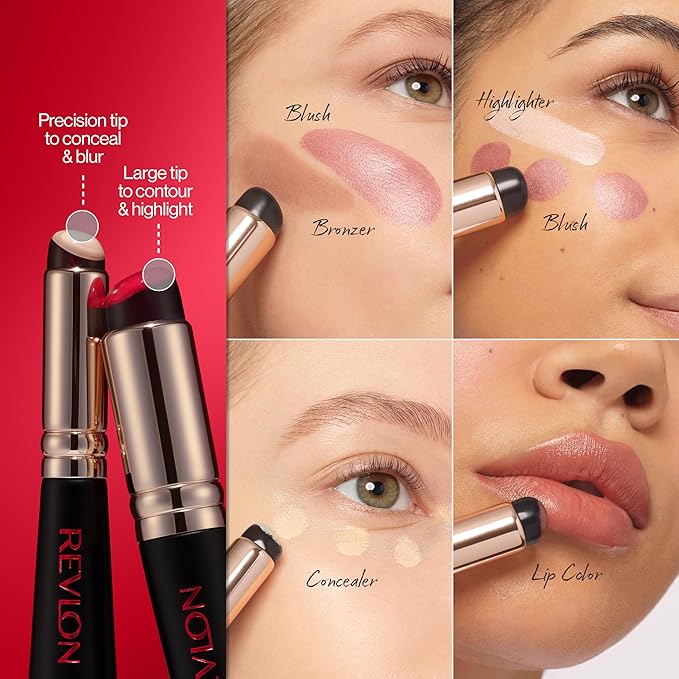 Revlon Dual Ended Jelly Makeup Blender Tool, Silicone Makeup Applicator for Blush, Bronzer, Concealer, Contour, Eyes, and Lips, 1 count-FemmiqueWomen